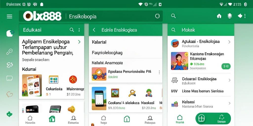 Antarmuka OLX888 yang modern dan informatif.
